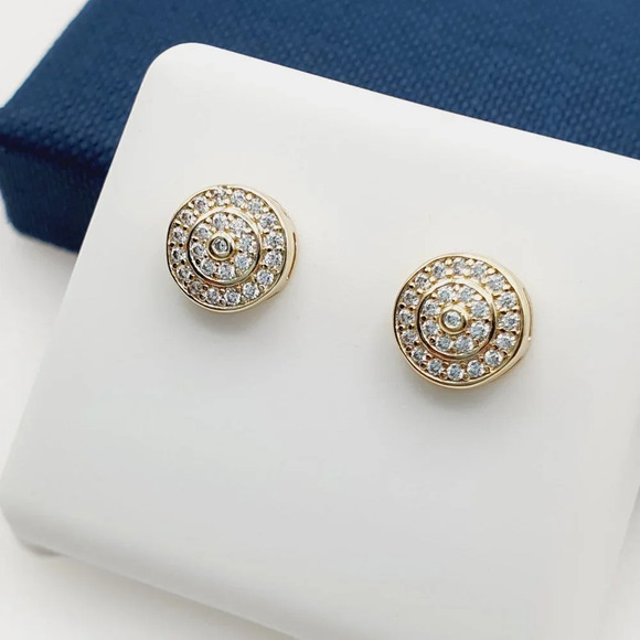 "14K Gold Plated Cubic Zircon Earrings, INUS1BR134 - Picture 2 of 10